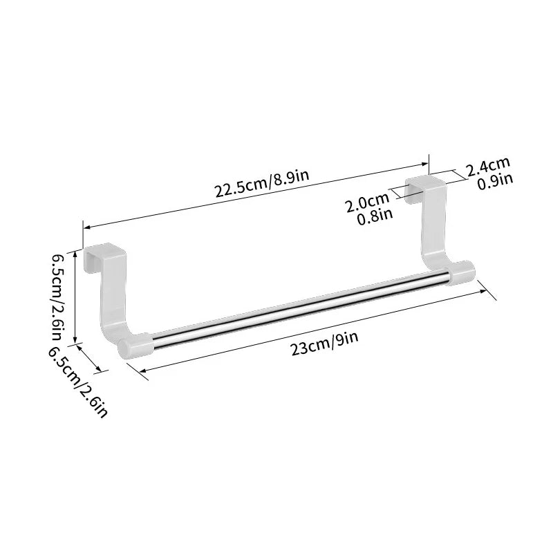 Over Door Towel Rack Stainless Steel | Bathroom & Kitchen Over Door Towel Rack Nixie Silver 23cm