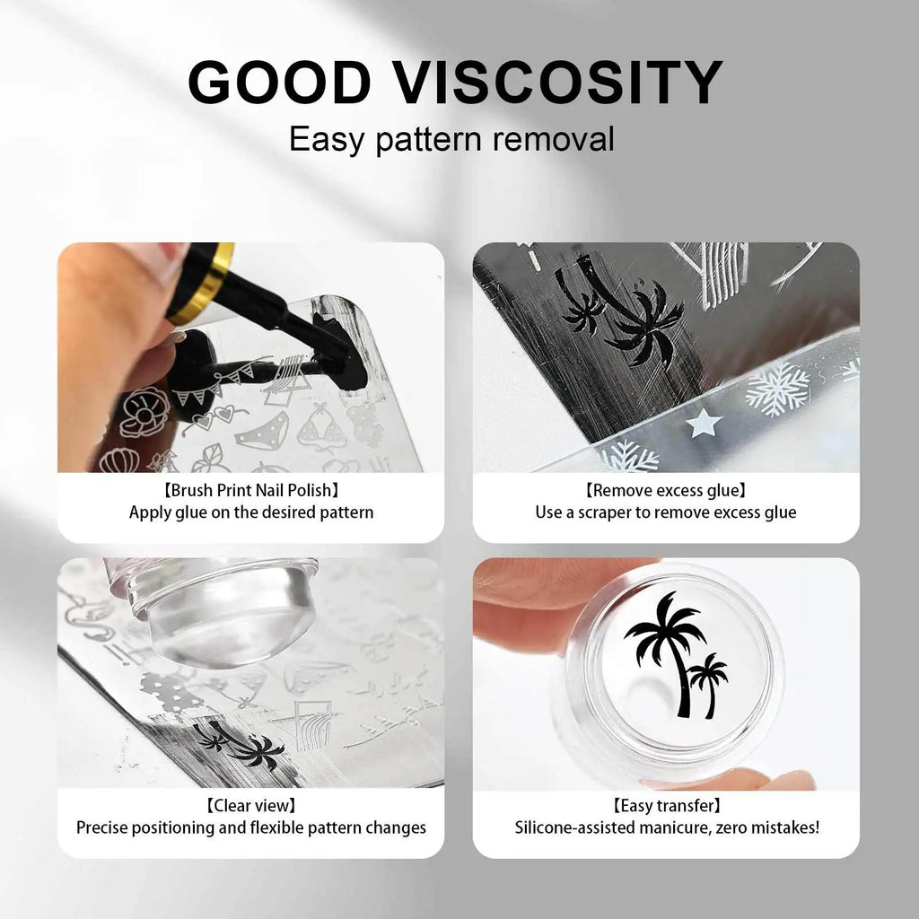 Mini Nail Stamp Set – Silicone French Manicure Stamps & Scraper Nail Art Stamp Set Nixie