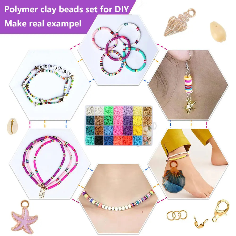 Clay Beads Bracelet Making Kit – 7800+ Pcs, 60 Colors DIY Bead Craft Kit Nixie