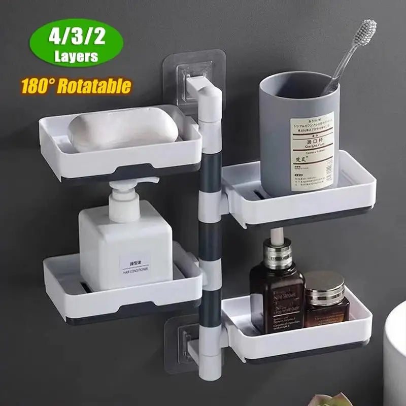 Multi-Layer Rotating Bathroom Wall Shelf – No-Drill Storage Rack Bathroom Storage Rack Nixie