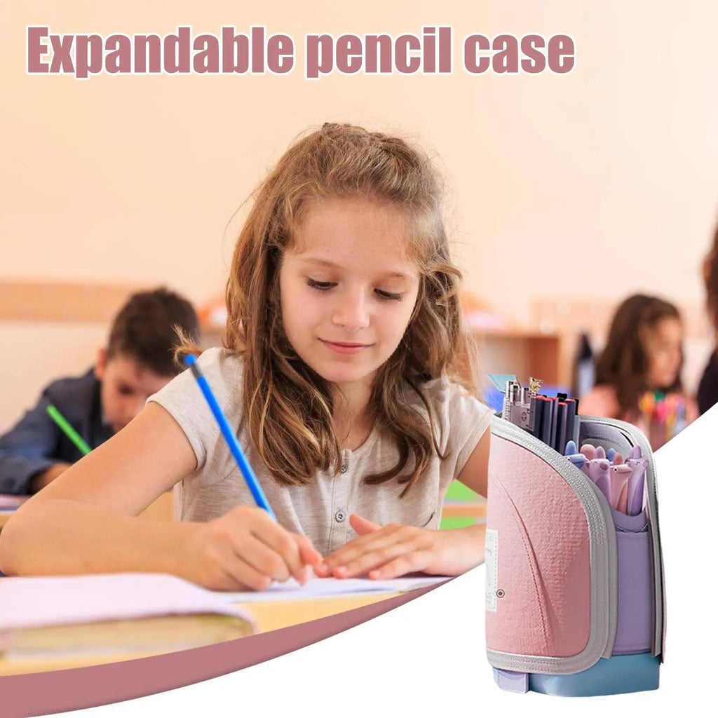 2-in-1 Retractable Pencil Bag & Standing Pen Holder Organizer Pencil Bag Organizer Nixie
