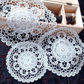 Round White Lace Embroidery Placemat – Floral Hollow Table Mat Lace Table Placemat Nixie B 35cm