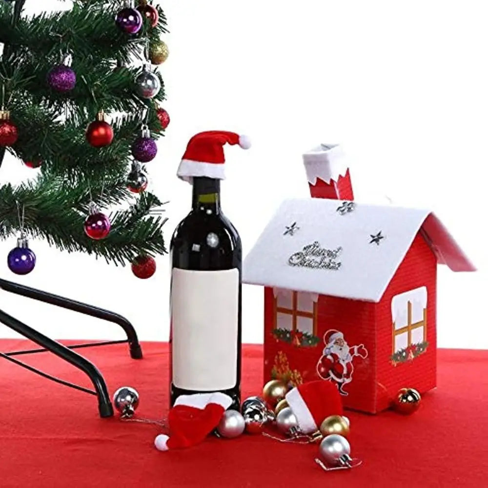 Mini Christmas Santa Hat Toppers for Bottles, Cups & Cutlery Christmas Decoration Nixie