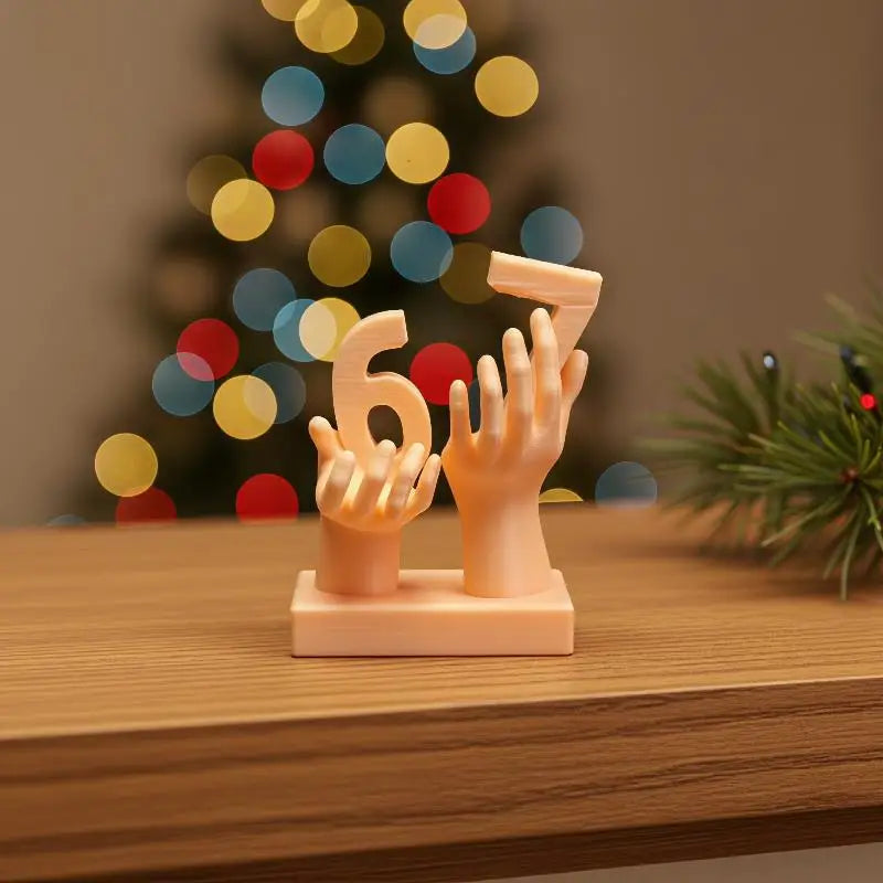3D Printed Hand Sculpture "6&7" Minimalist Desk Ornament Desk Sculpture Ornament Nixie