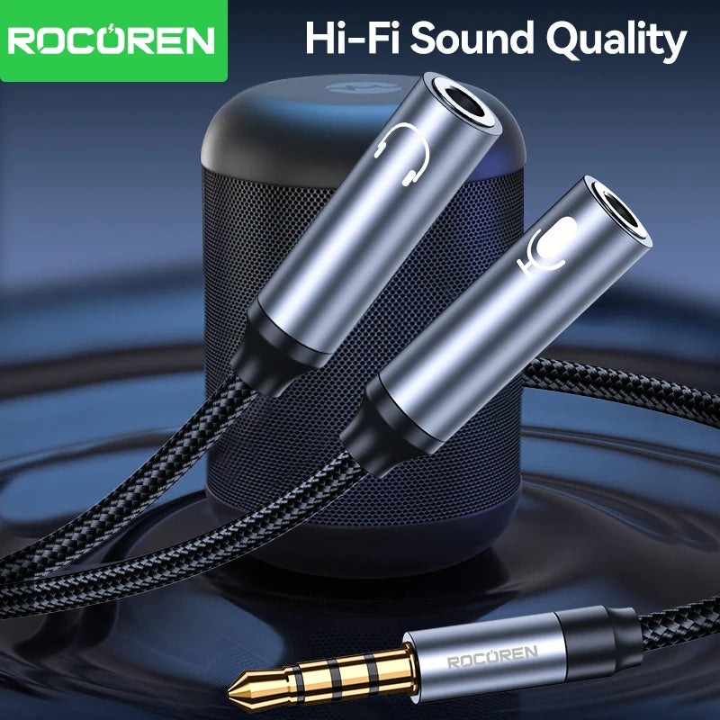 Rocoren 3.5mm Audio Splitter Cable – Headphone & Mic Adapter Audio Splitter Cable Nixie