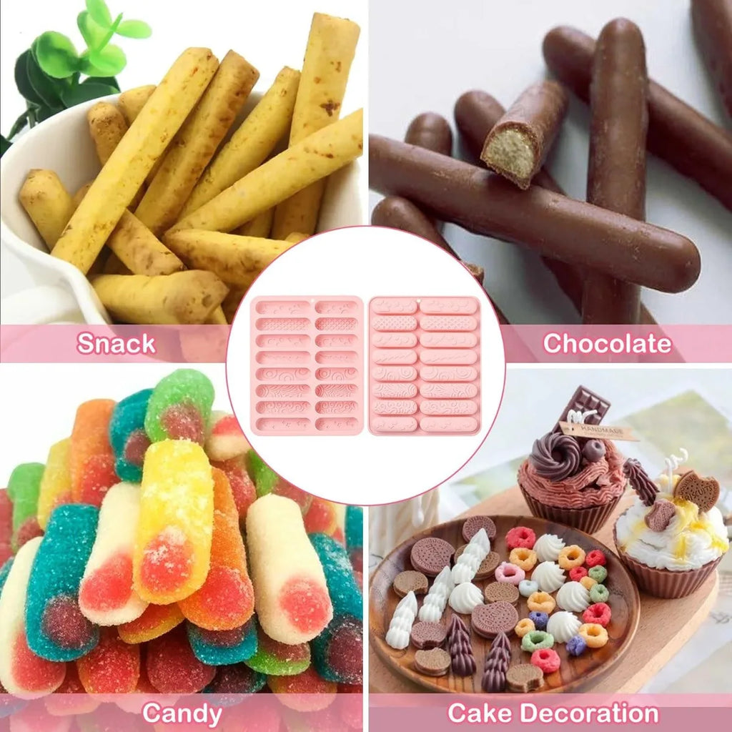 16-Cavity Silicone Chocolate Bar Mold with Candy Sticks Silicone Baking Mold Nixie