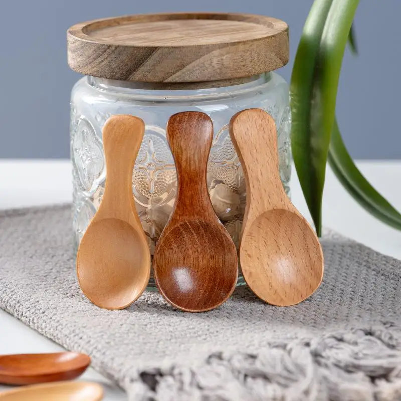 Mini Wooden Spoon – Coffee, Sugar & Spice Short Handle Scoop Wooden Kitchen Spoon Nixie