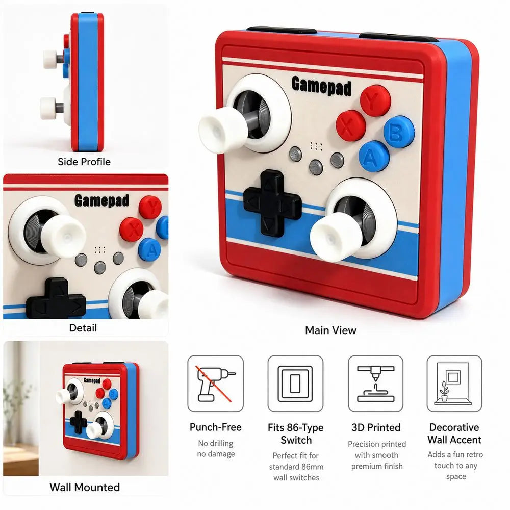 Retro Arcade Joystick Wall Switch Cover | 3D Printed Self-Adhesive Decorative Switch Cover Nixie