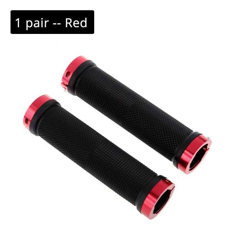 BUCKLOS Lock-On MTB Bike Grips – Non-Slip Rubber Handlebar MTB Handlebar Grips Nixie Red