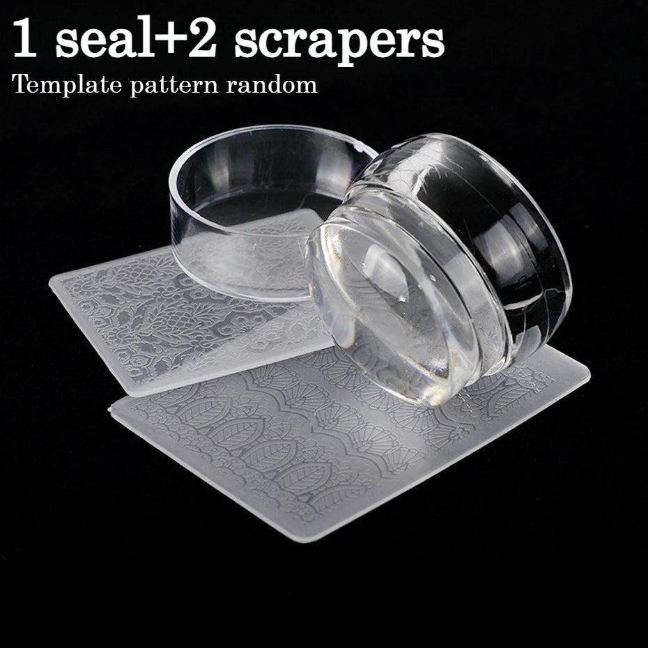 3-in-1 Nail Stamp Set – French Manicure Stamping Kit & Scraper Nail Stamping Kit Nixie Transparent