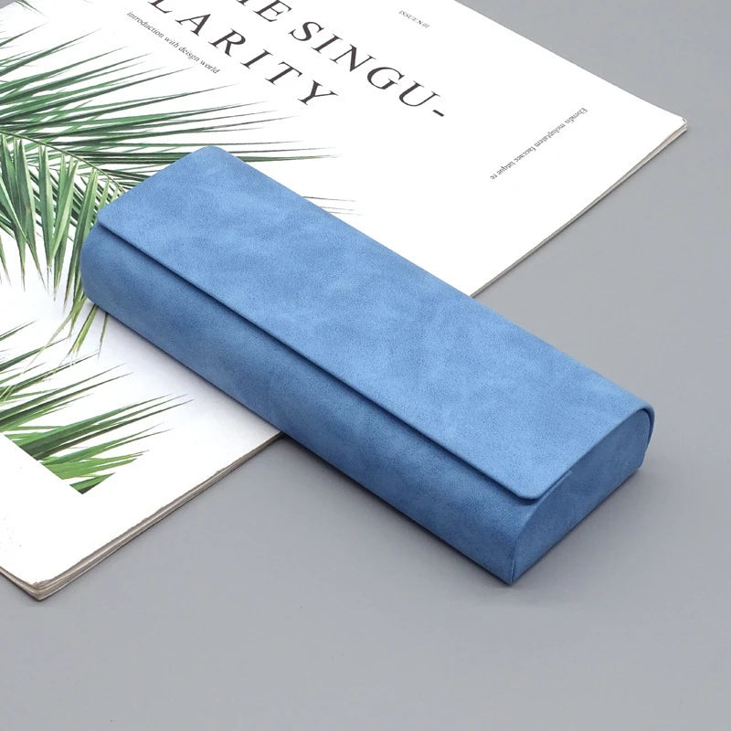 Hard-Shell PU Leather Glasses Case – Scratch-Free Eyewear Pouch Eyewear Storage Case Nixie Blue