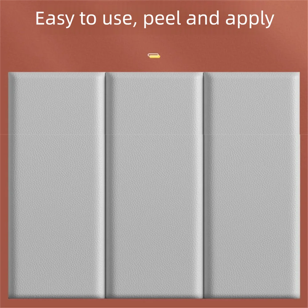 2pcs 3D Leather Soft Wall Panels Self-Adhesive 10mm Thick