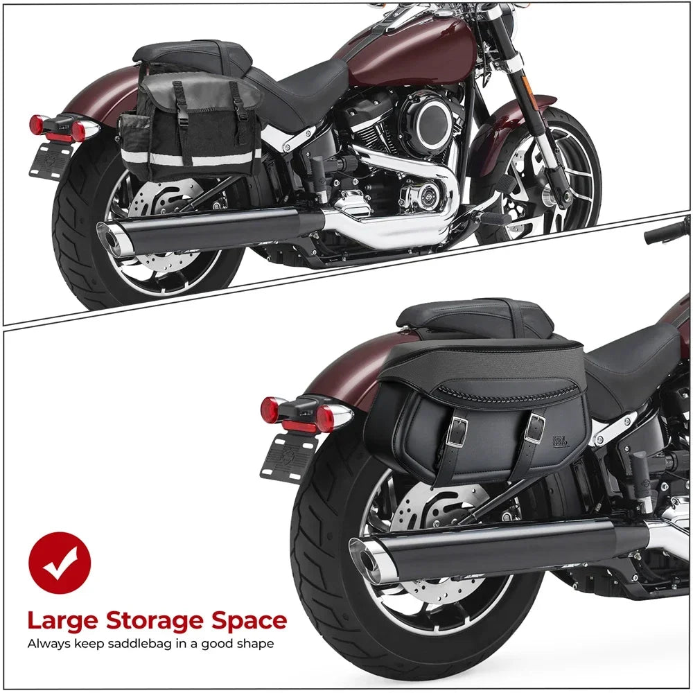 KEMITOUR Throw-Over Motorcycle Saddlebags | PU Leather Waterproof Motorcycle Saddlebags Nixie