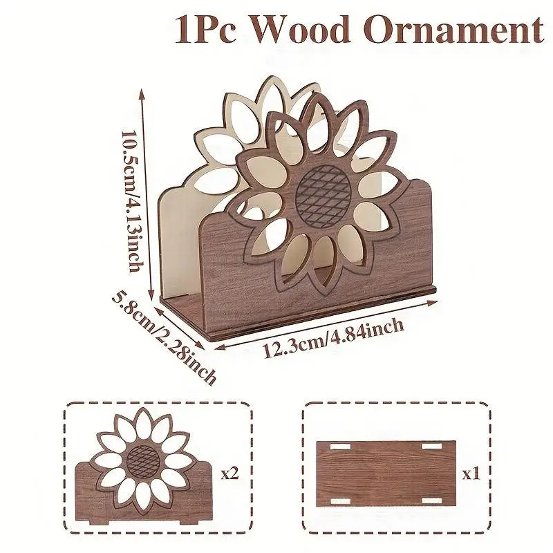 Wooden Sunflower Napkin Holder – Farmhouse Table Decor Napkin Holder Nixie