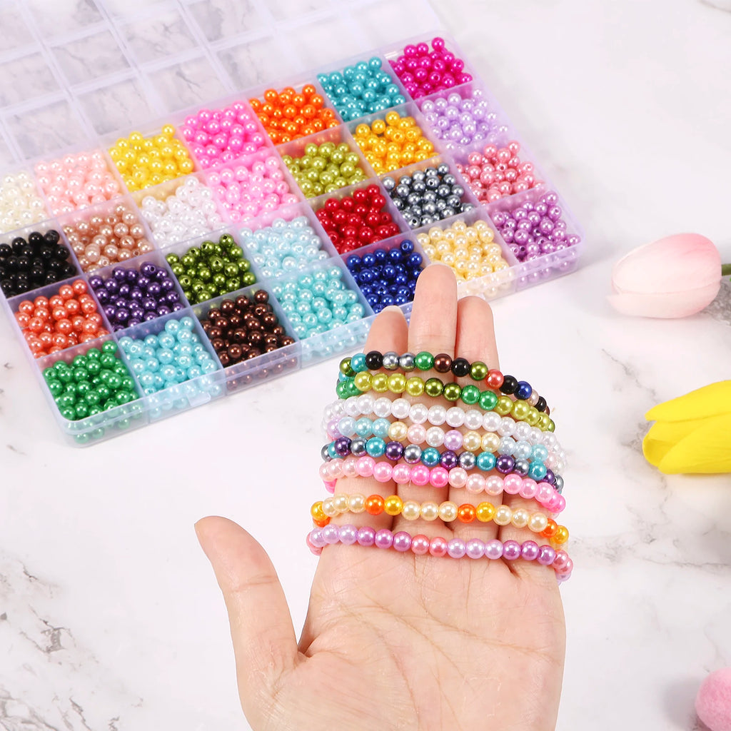 1960Pcs DIY Bracelet Beads Kit – 6mm, 28 Colors + Storage Box DIY Jewelry Bead Kit Nixie