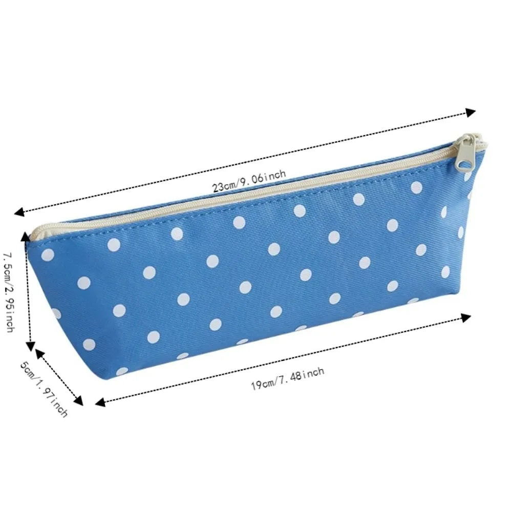 Polka Dot Pencil Case Large Capacity Zipper Stationery Pouch Pencil Case Nixie
