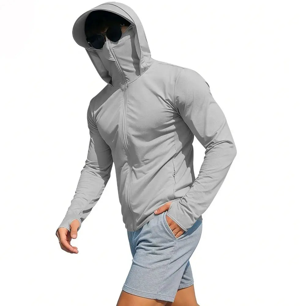Men's UV Sun Protection Full-Zip Hoodie with Face Mask Sun Protection Hoodie Nixie