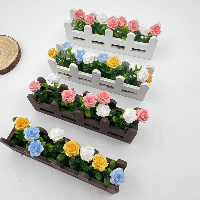 1:12 Dollhouse Miniature Potted Rose Flower Ornament Dollhouse Miniature Decor Nixie