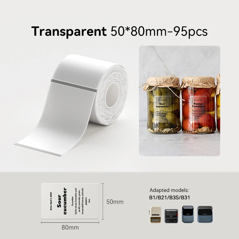 Niimbot Thermal Label Stickers – Waterproof & Oilproof Refills Thermal Label Refills Nixie T5080