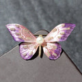 Elegant Butterfly Brooch – Enamel Pearl Rhinestone Alloy Pin Brooch Pin Nixie Pink-Purple