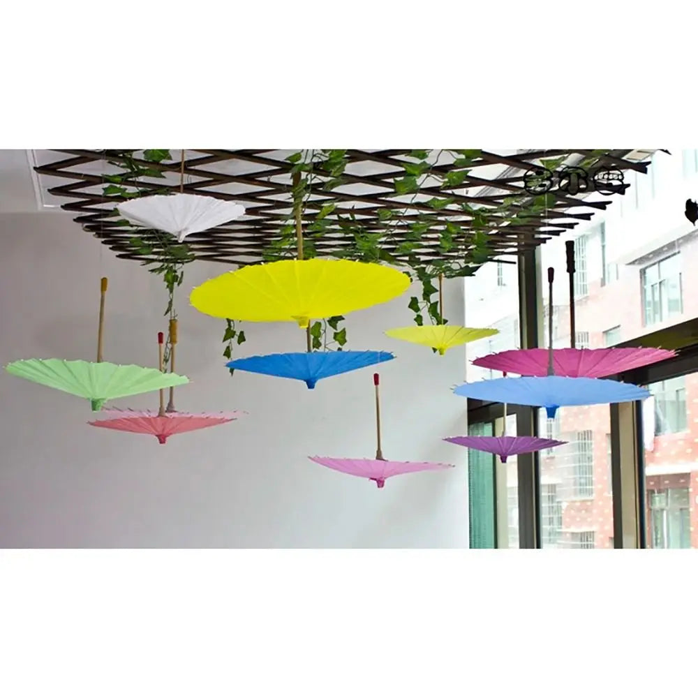 Blank DIY Paper Umbrella Long Handle Prop – 20 to 60cm DIY Craft Prop Nixie