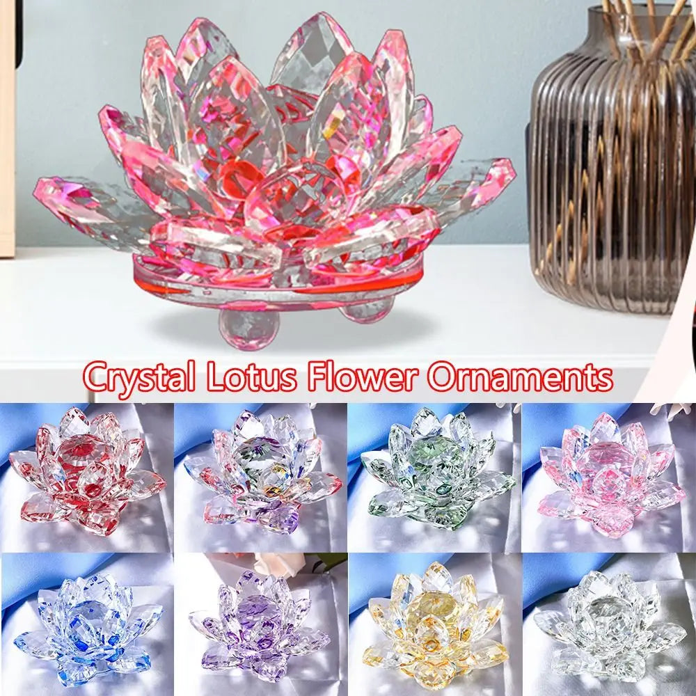 Crystal Lotus Flower Figurine – Glass Miniature Home Decor Gift Crystal Glass Figurine Nixie