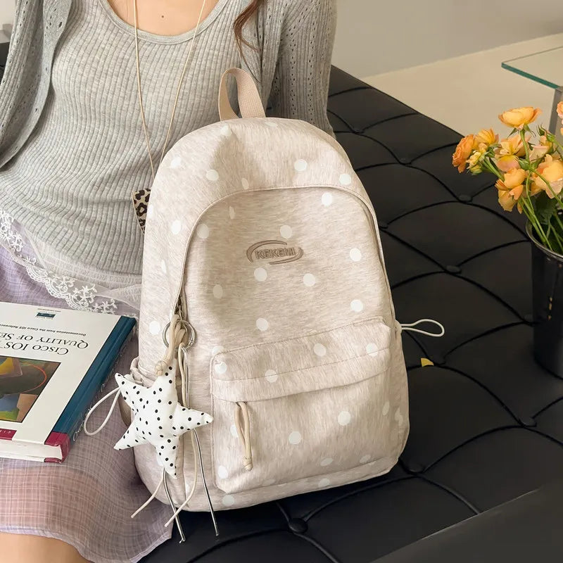 Korean Star Polka Dot Backpack – Large Capacity Women's School Bag Women's Backpack Nixie