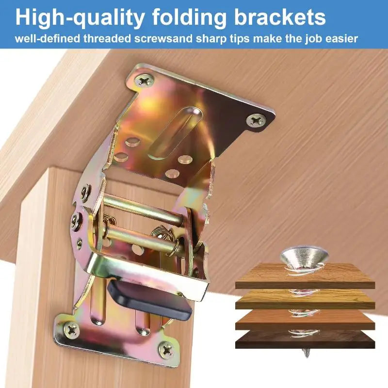 4Pcs Foldable Self-Locking Hinge Brackets for Tables & Beds