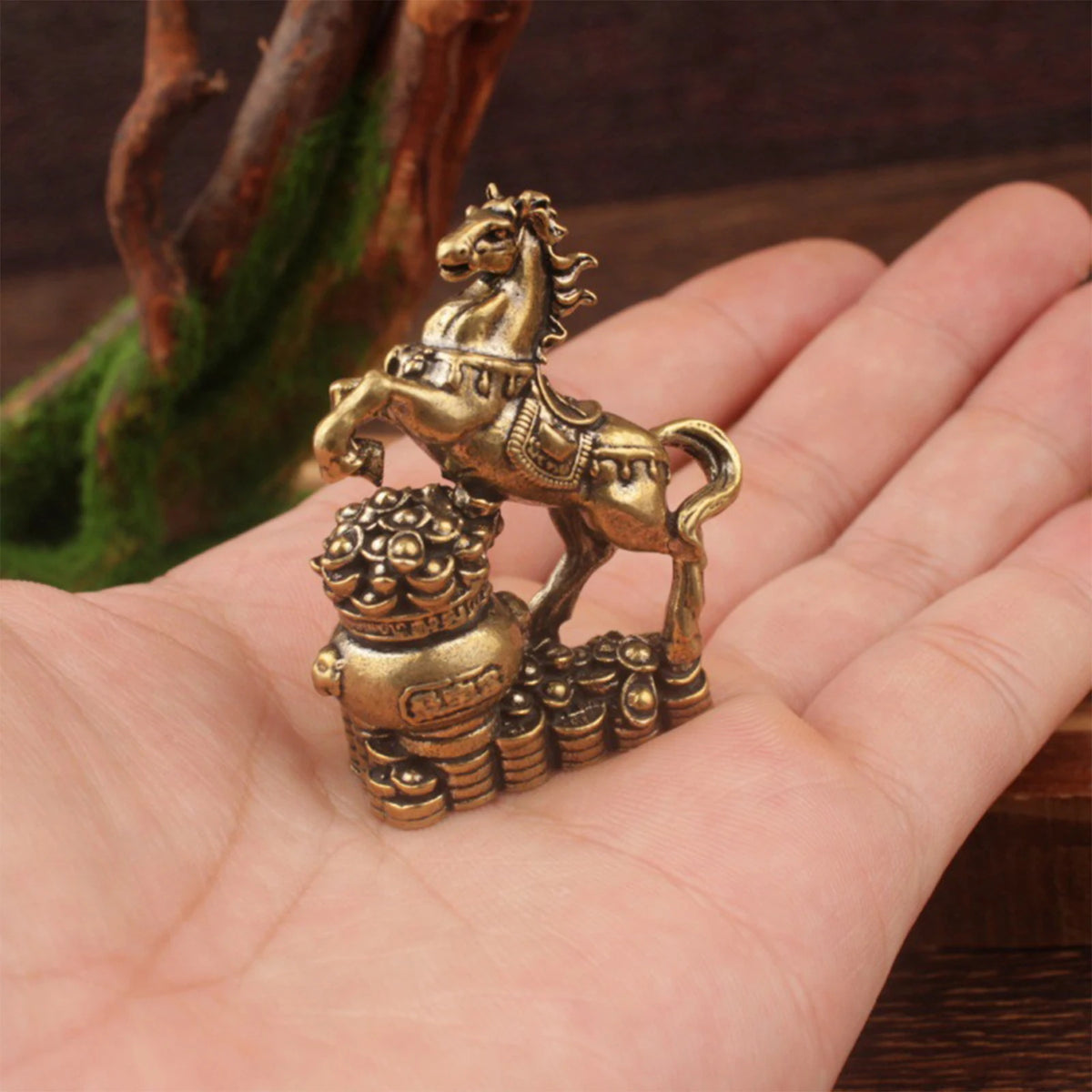 Brass Horse Figurine Feng Shui Zodiac Lucky Statue Home Decor Decorative Figurine Nixie