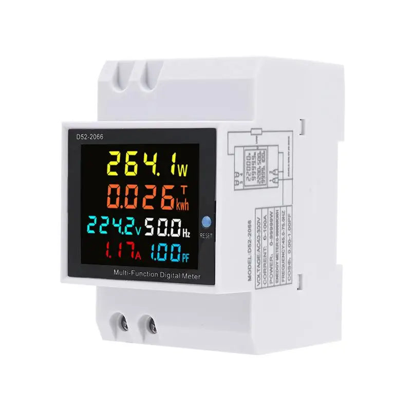 6-in-1 DIN Rail AC Energy Meter 40-300V 100A KWH Power Monitor AC Energy Meter Nixie Default Title