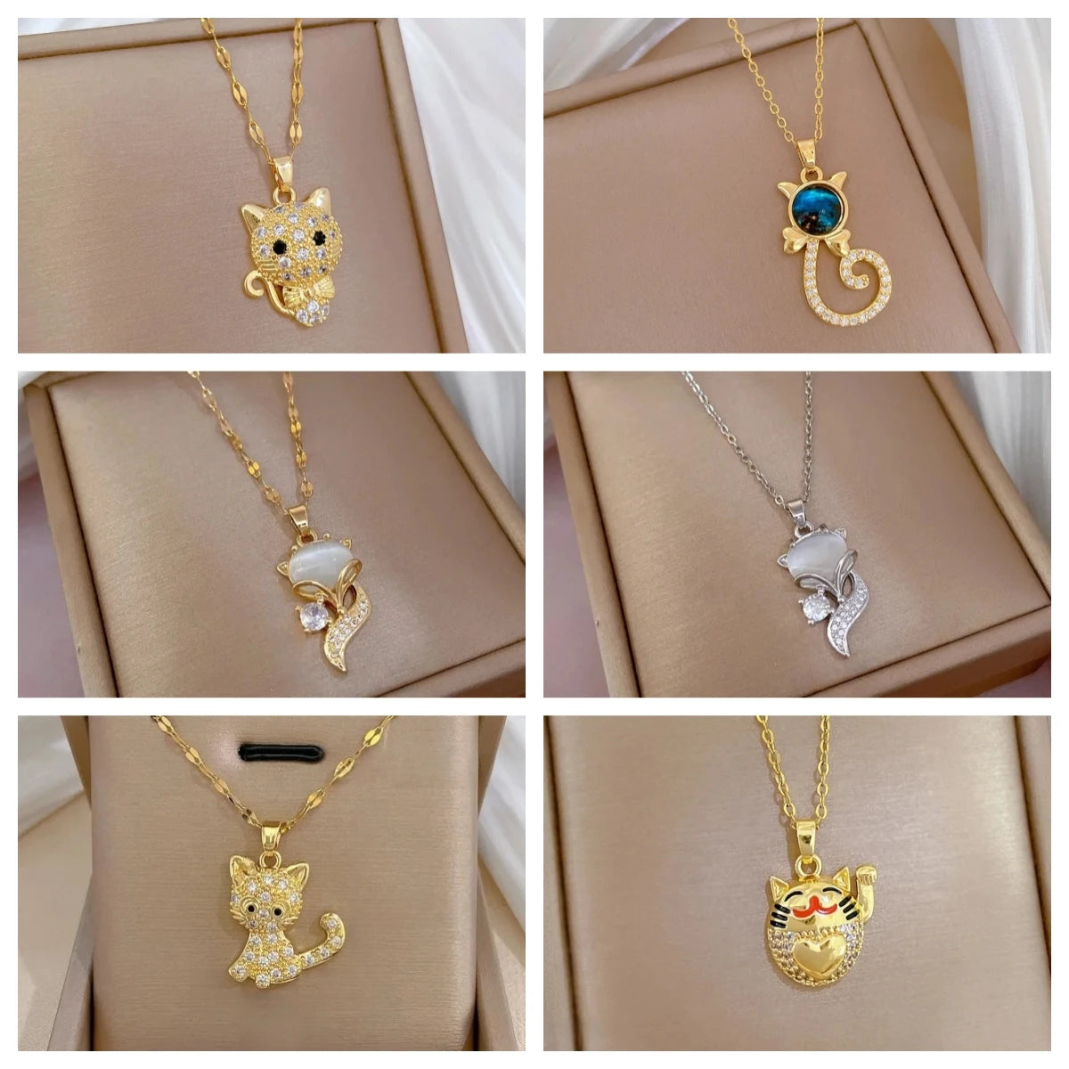 Cat Pendant Necklace – Stainless Steel Collarbone Chain for Women Pendant Necklace Nixie