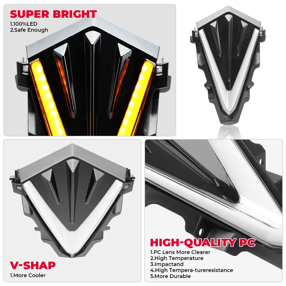 V-Shape LED DRL for Yamaha TMAX 530 2015-2016 | Waterproof Driving Lamp Motorcycle DRL Light Nixie