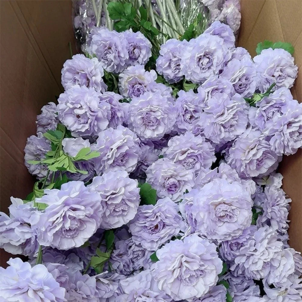 4-Head Pink Peony Artificial Silk Flowers – Long Stem Faux Floral Artificial Silk Flowers Nixie
