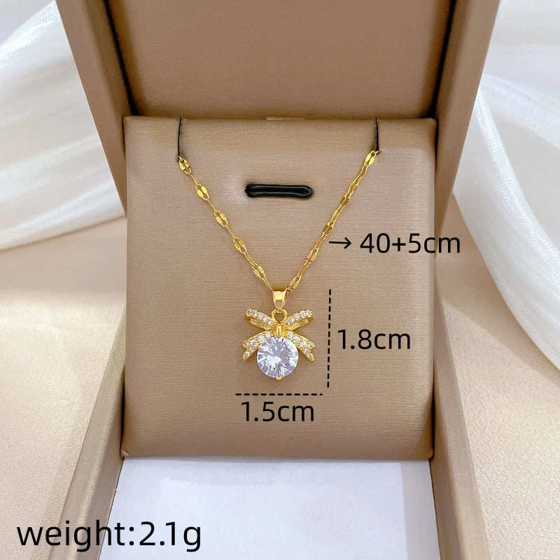 Butterfly Bow Pendant Necklace | Gold Clavicle Chain for Women Pendant Necklace Nixie XL2606-419