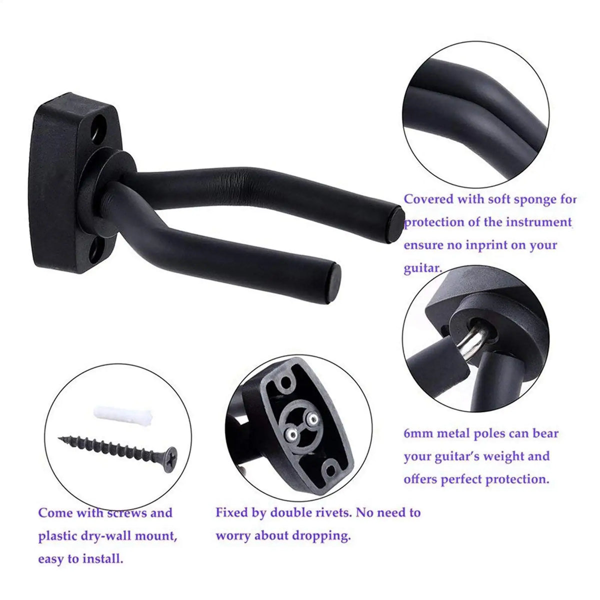 Guitar Wall Mount Hanger | Hook for Guitar, Bass & Violin
