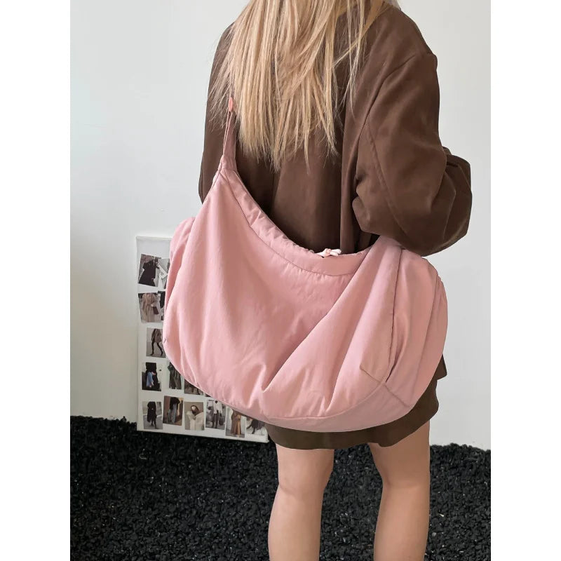Fluffy Pleated Crossbody Bag – Large Capacity Shoulder Tote Crossbody Shoulder Bag Nixie