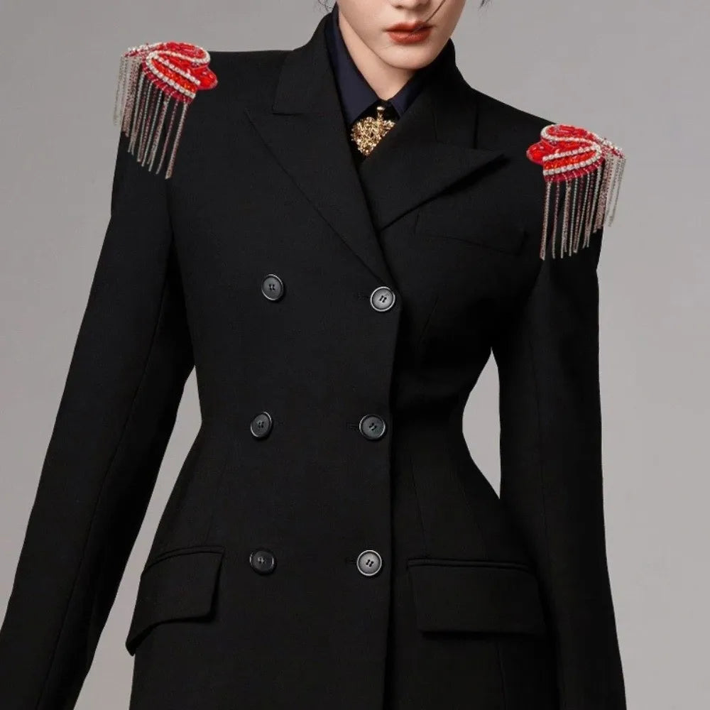 Rhinestone Tassel Epaulet – Sparkling Beaded Shoulder Patch Shoulder Embellishment Nixie