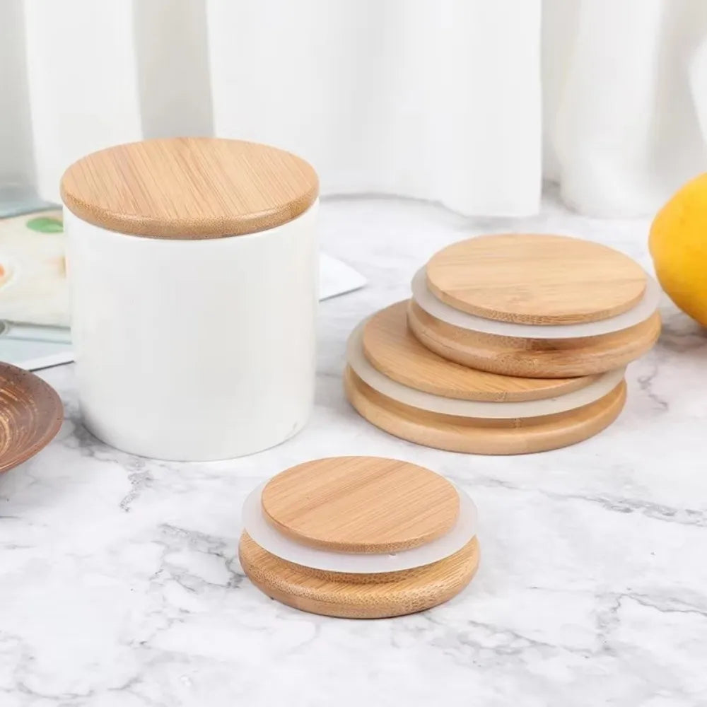 Reusable Bamboo Mason Jar Lids with Silicone Seal – 85mm Mason Jar Lids Nixie