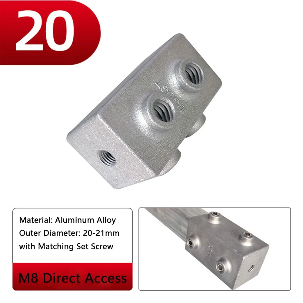 Aluminum Alloy Square Tube Elbow Connector 20/25/30mm Pipe Tube Connector Nixie 21