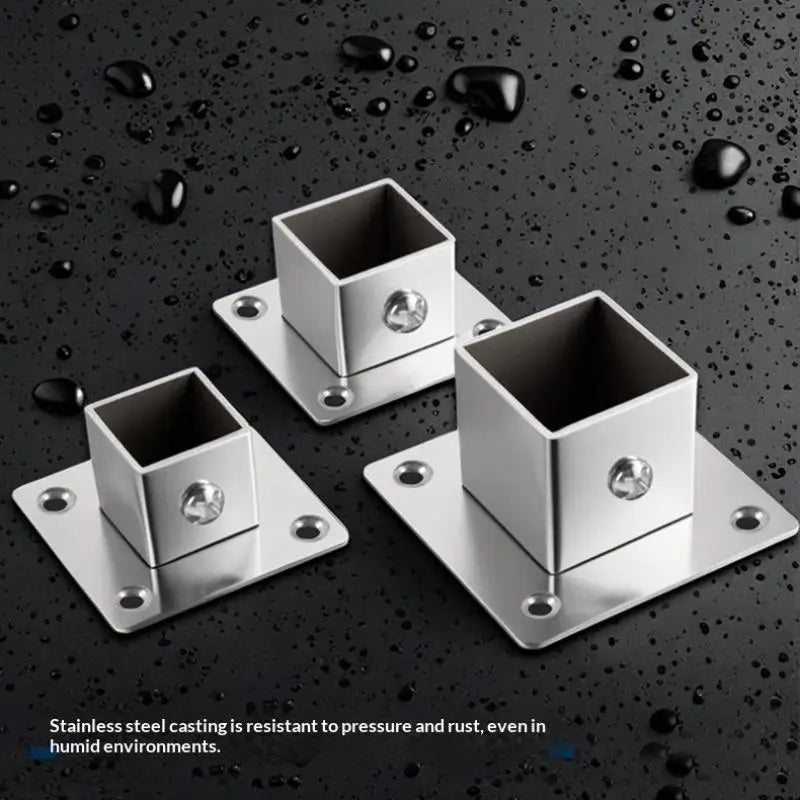 Stainless Steel Square Tube Connector Flange Base 25/30/35mm Tube Connector Clamp Nixie