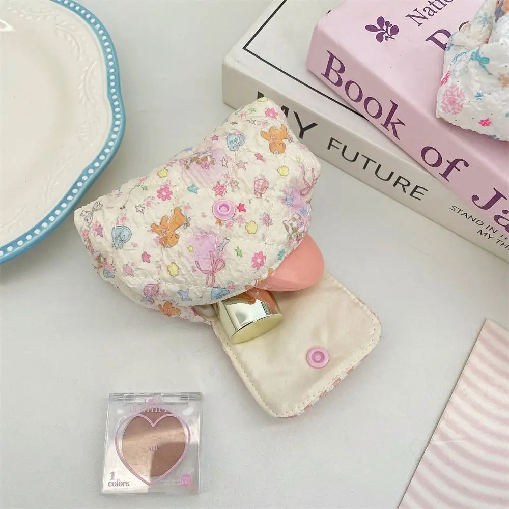 Mini Quilted Makeup Bag – Kawaii Snap Closure Cosmetic Pouch Cosmetic Pouch Nixie