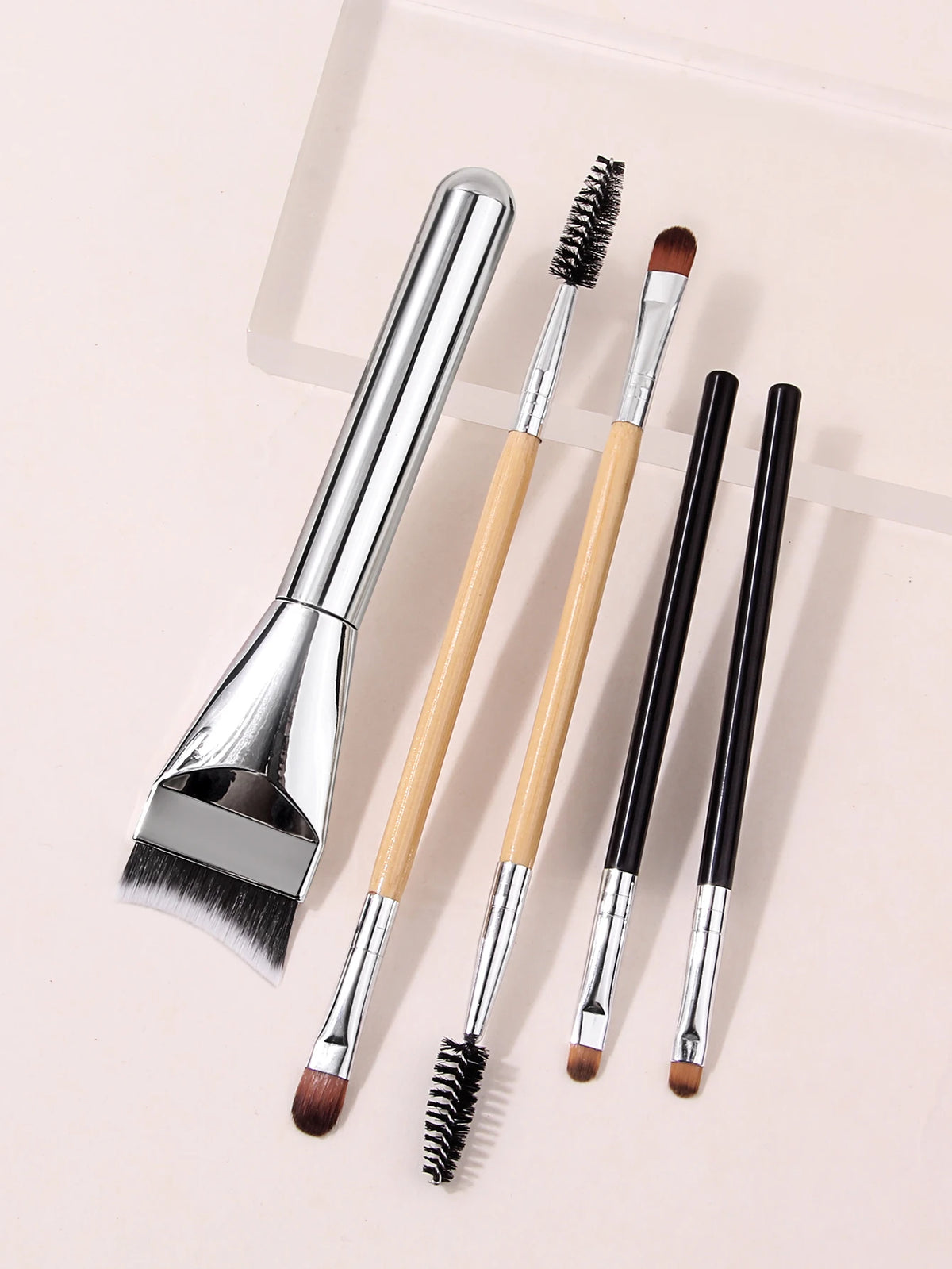 5-Piece Makeup Brush Set – Eyebrow, Spoolie & Concealer Makeup Brush Set Nixie