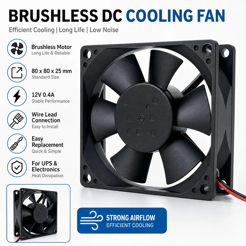 80mm Brushless DC Axial Cooling Fan 12V 3-Pin – EFC-08E12D UPS Brushless Cooling Fan Nixie