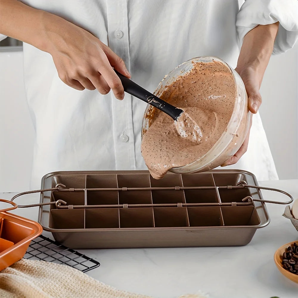 18-Grid Stainless Steel Brownie Pan with Dividers – Non-Stick Brownie Baking Pan Nixie