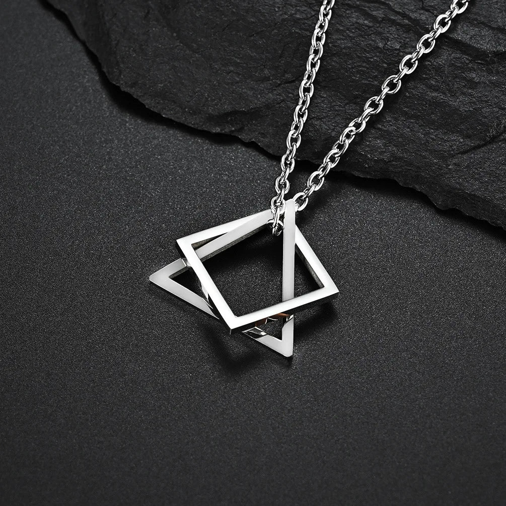 Men's Hip Hop Geometric Triangle & Square Pendant Necklace Pendant Necklace Nixie