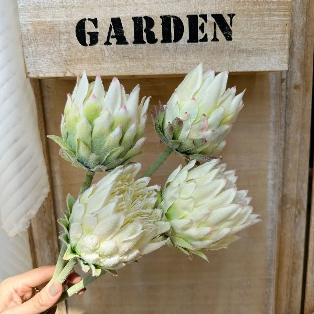 Large Flocked King Protea Artificial Flower – Multicolor Décor