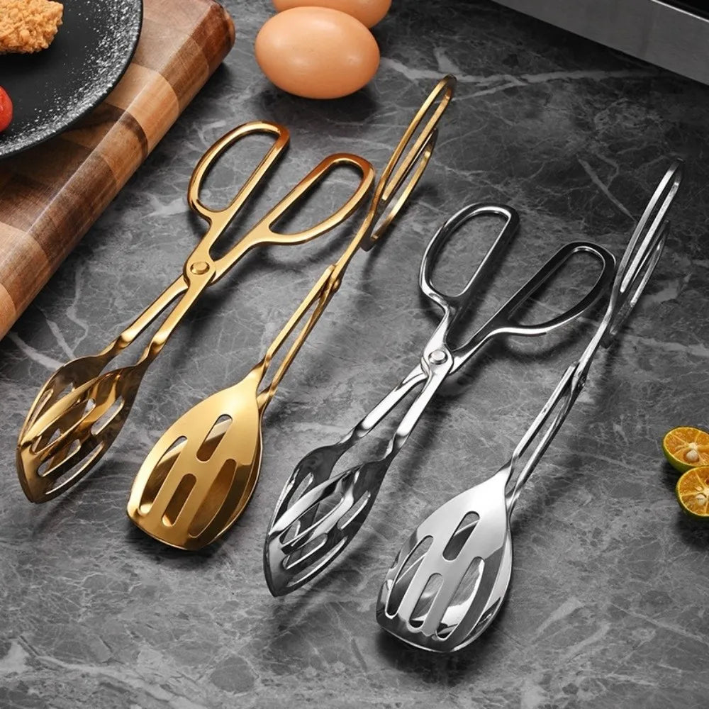Stainless Steel Scissor Salad Tongs – Heat-Resistant Serving Kitchen Serving Tongs Nixie