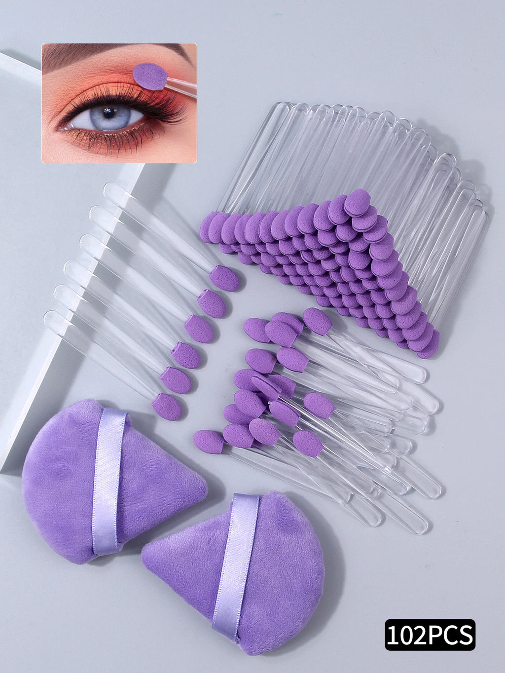 102pcs Disposable Sponge Eyeshadow & Nail Art Brushes Kit