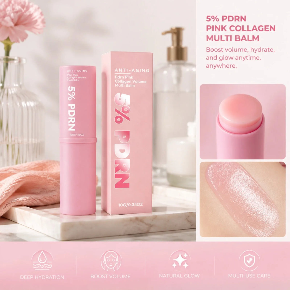 PDRN Pink Collagen Multi Balm – Face, Lip & Neck Moisturizer Collagen Balm Stick Nixie