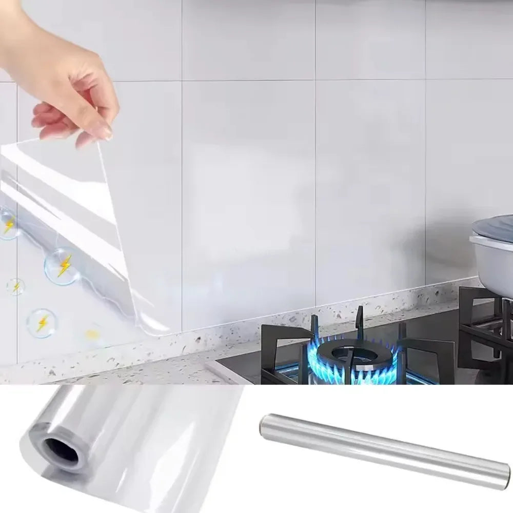 45cm Transparent Kitchen Wall Protector Static Film | Oil-Proof Kitchen Wall Protector Nixie